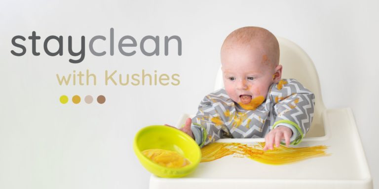 kushies baby cleanbib baby mealtime spill grey chevron bib